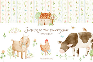 Summer in the countryside clipart, a Decorative Illustration by polikarpovaart