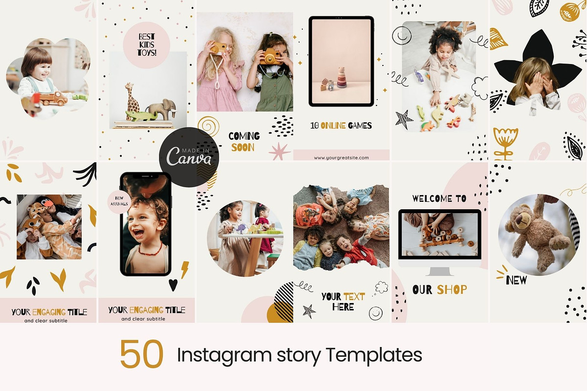 Kids Instagram Post & Stories Canva, a Social Media Template by Yaaas Design (Photo 9 of 16)