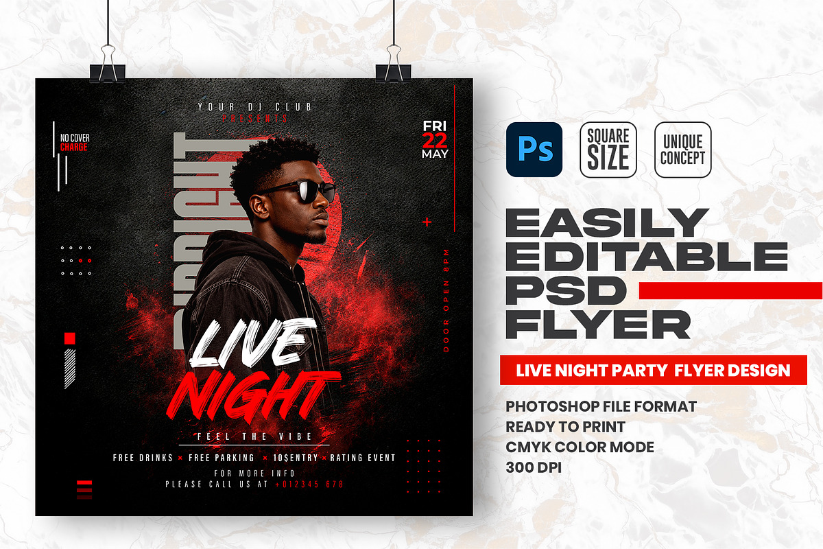 Night Party PSD Flyer Design, a Flyer Template by Shajib Shikder (Photo 1 of 2)