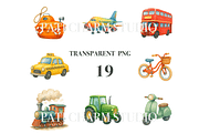 19 Transport Clipart, a Decorative Illustration by Pati Charm Studio (Thumbnail 3 of 8)