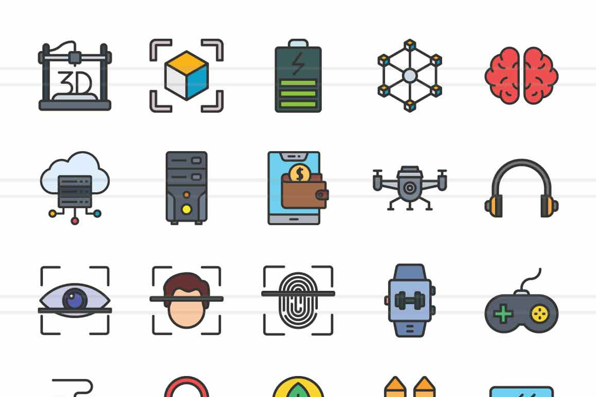 50 Technology Filled Line Icons, an Icon by IconBunny (Photo 2 of 2)