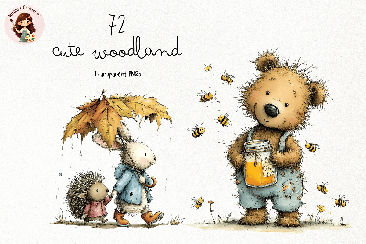 Cute Woodland PNG Clipart, an Animal Illustration by Nicolle's Colorful Art (Photo 1 of 6)