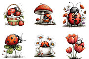 Whimsical spring ladybug clipart, an Illustration by CreationArt (Thumbnail 2 of 7)