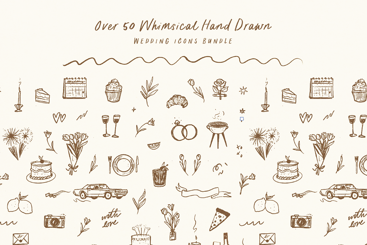 Whimsical Wedding Icon Bundle, an Object Graphic by Neptune Paper Co. (Photo 1 of 2)