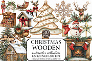 Wooden Christmas Clipart, an Illustration by Libby Wishes (Thumbnail 1 of 7)