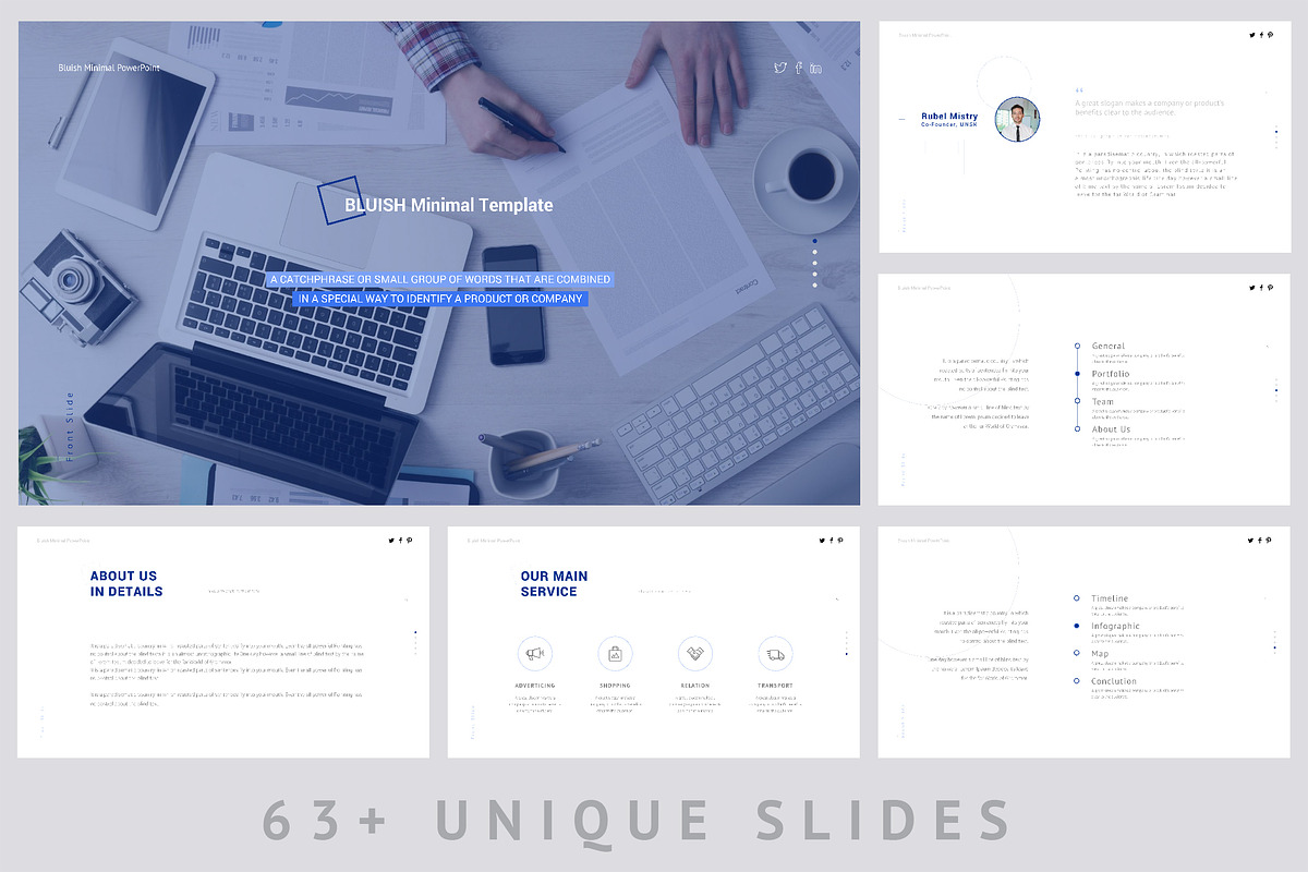 Minimal Bluish Powerpoint Template, a Presentation Template by ZAAS (Photo 4 of 13)