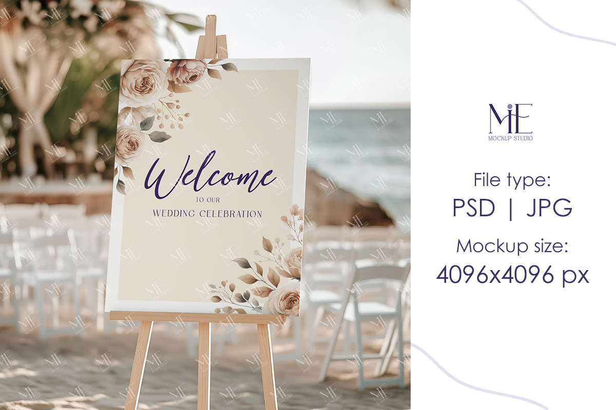 Easel Sign Mockup Beach Wedding PSD, a Mockup by Mie Mockup Studio (Photo 5 of 7)