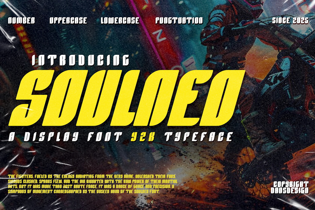 Soulneo Display Y2k Typeface Font, a Sans Serif Font by dansdesign (Photo 1 of 12)