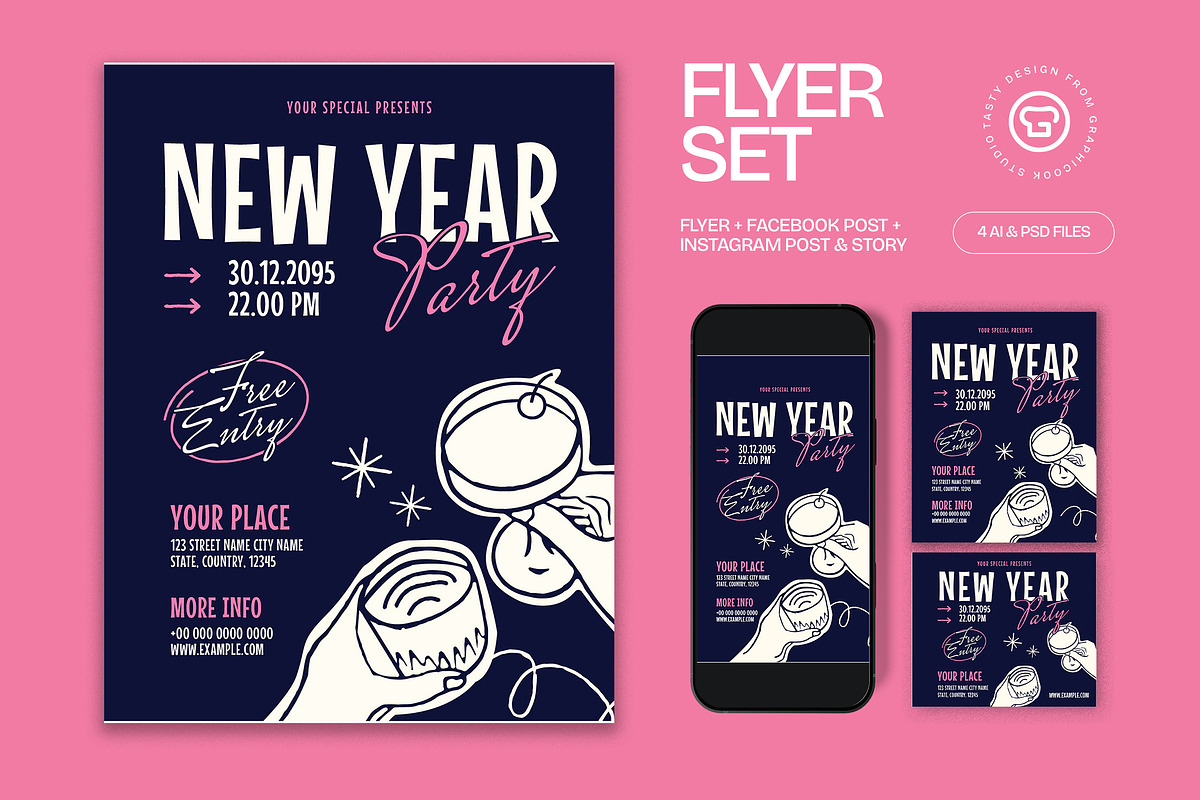 New Year Party Flyer, a Flyer Template by graphicook (Photo 1 of 3)