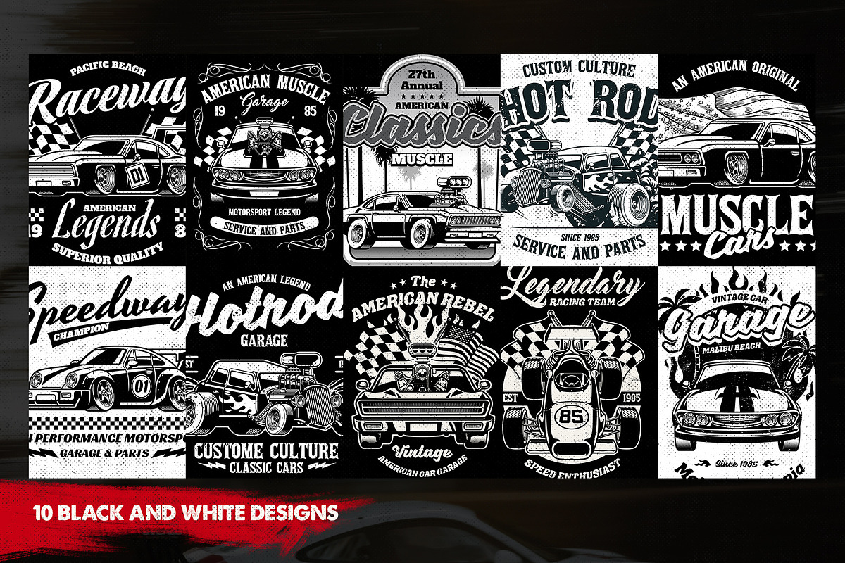 Racing Car T-shirt Design Collection, an Object Graphic by bazzier_graphik (Photo 3 of 5)