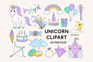 Unicorn Party Clipart - Swiitery