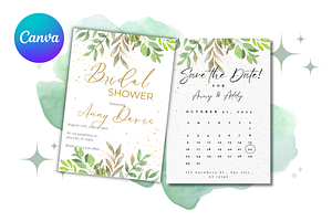 Bridal Shower & Save the Date Card, a Print Template by TheSimplySereneShop