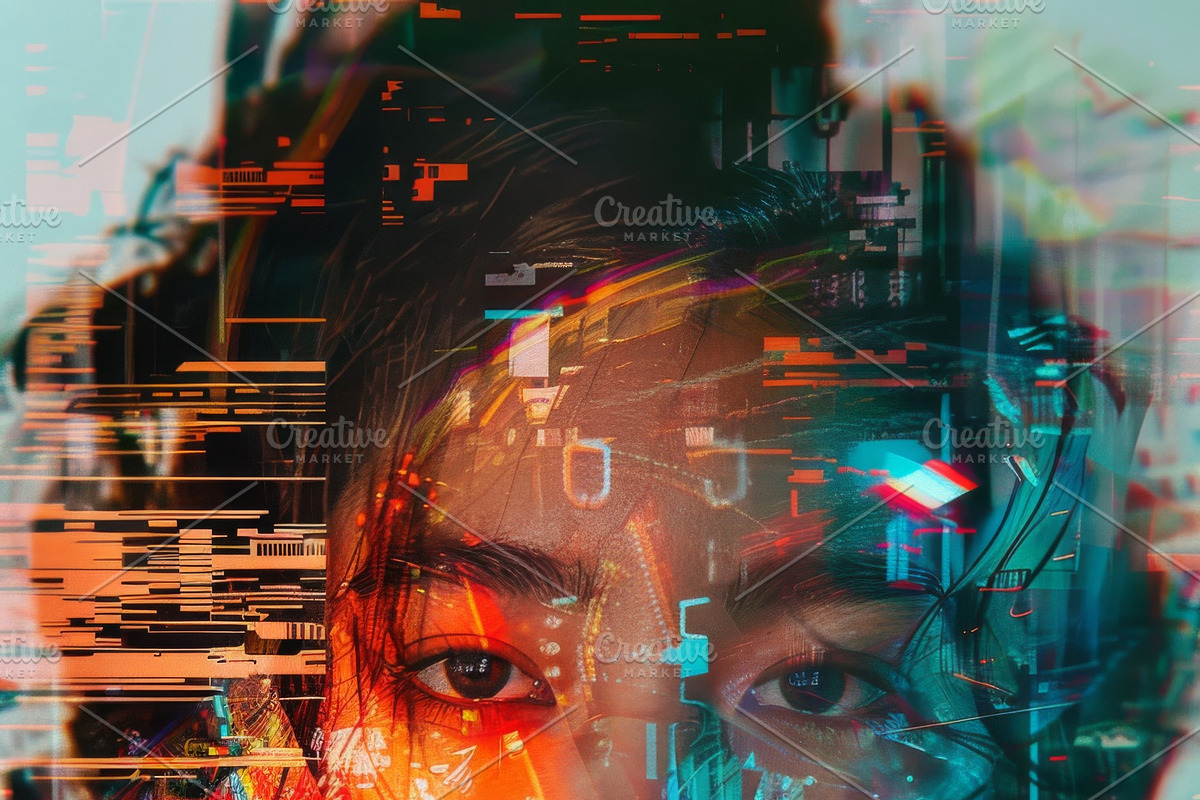 90 Glitch faces, a Person Illustration by Handmadefont (Photo 55 of 94)