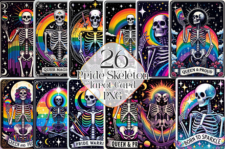 LGBTQ+ Pride Skeleton Tarot Card, a Work Illustration by Dream Creation