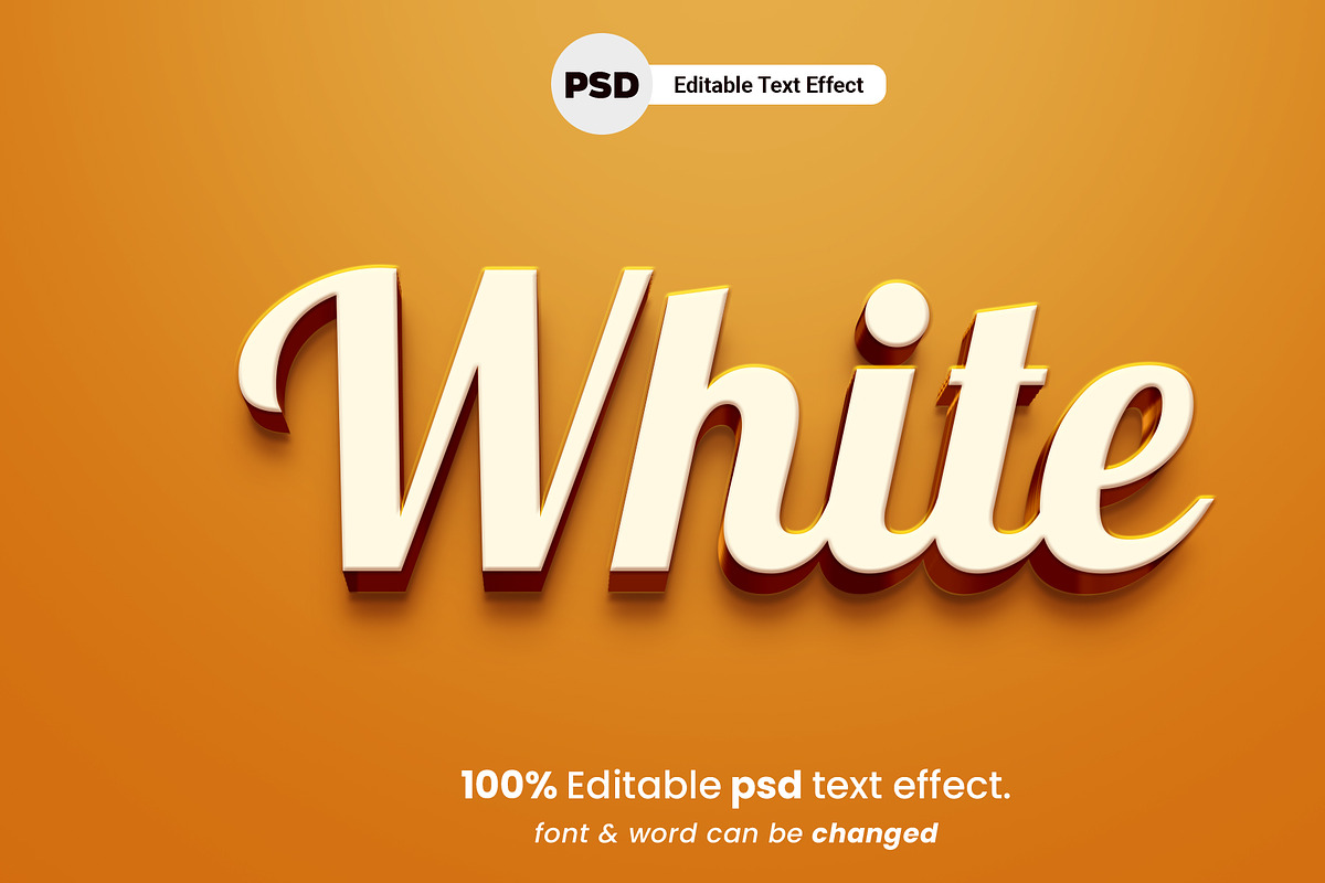 White 3D Editable Text Effect, a Brushes & More by Zamans