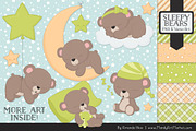 Bamboo Sleepy Bears Clipart, an Illustration by Amanda Ilkov (Thumbnail 1 of 5)
