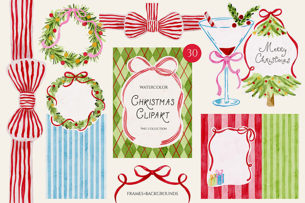 Watercolor Christmas Collection, an Object Graphic by AnnArt (Photo 1 of 9)