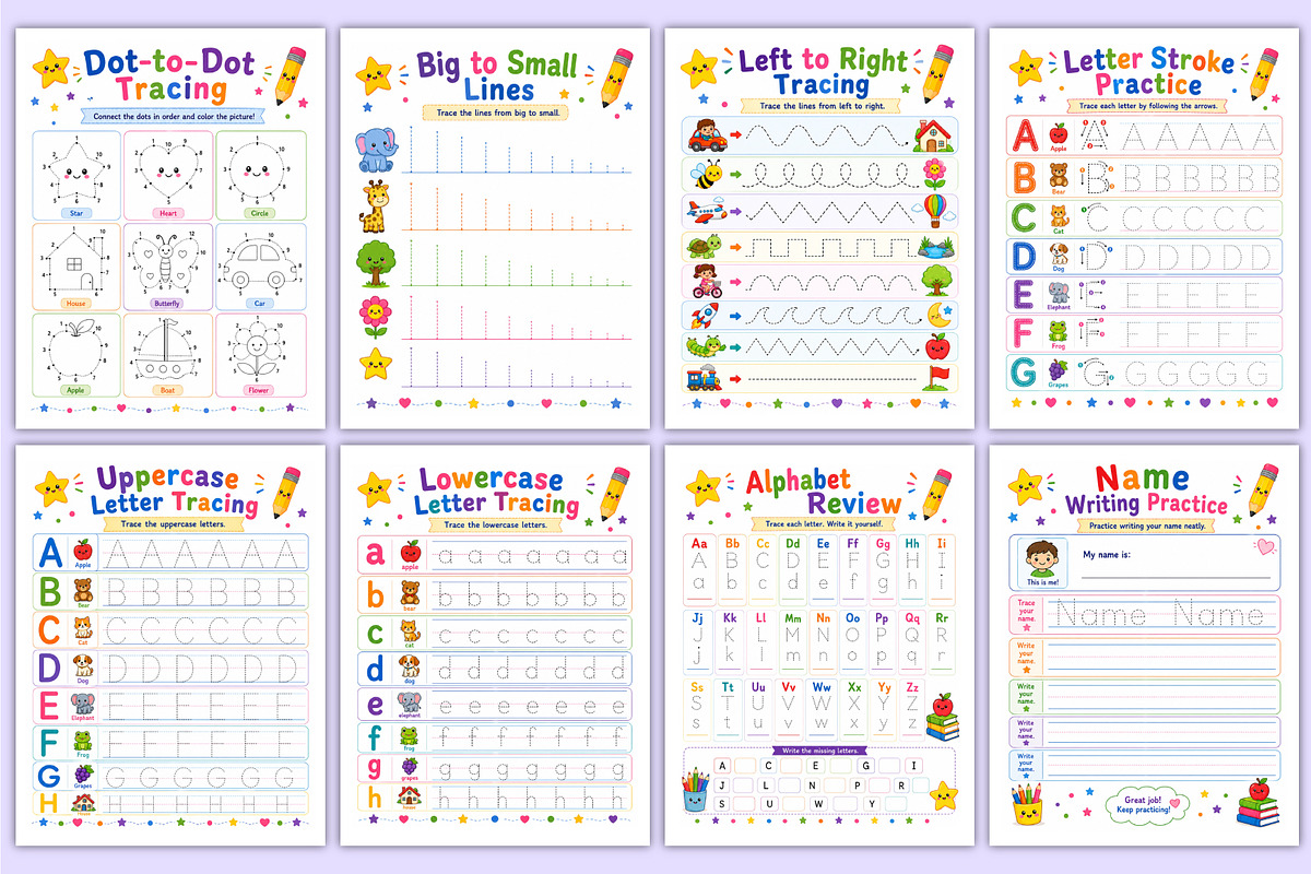 Early Writing Practice Book | school, a Stationery Template by Mustafiz (Photo 4 of 5)
