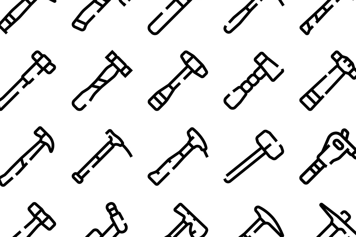 Collection of outline hammer tools, an Object Graphic by pikepicture (Photo 3 of 3)