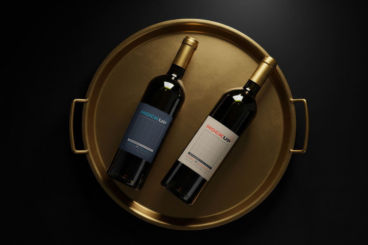 Wine Labels Golden Plate Mockups, a Product Mockup by Luuqas Design (Photo 2 of 2)