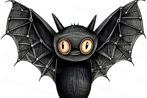 Stickers Set Of Cute Cartoon Bats