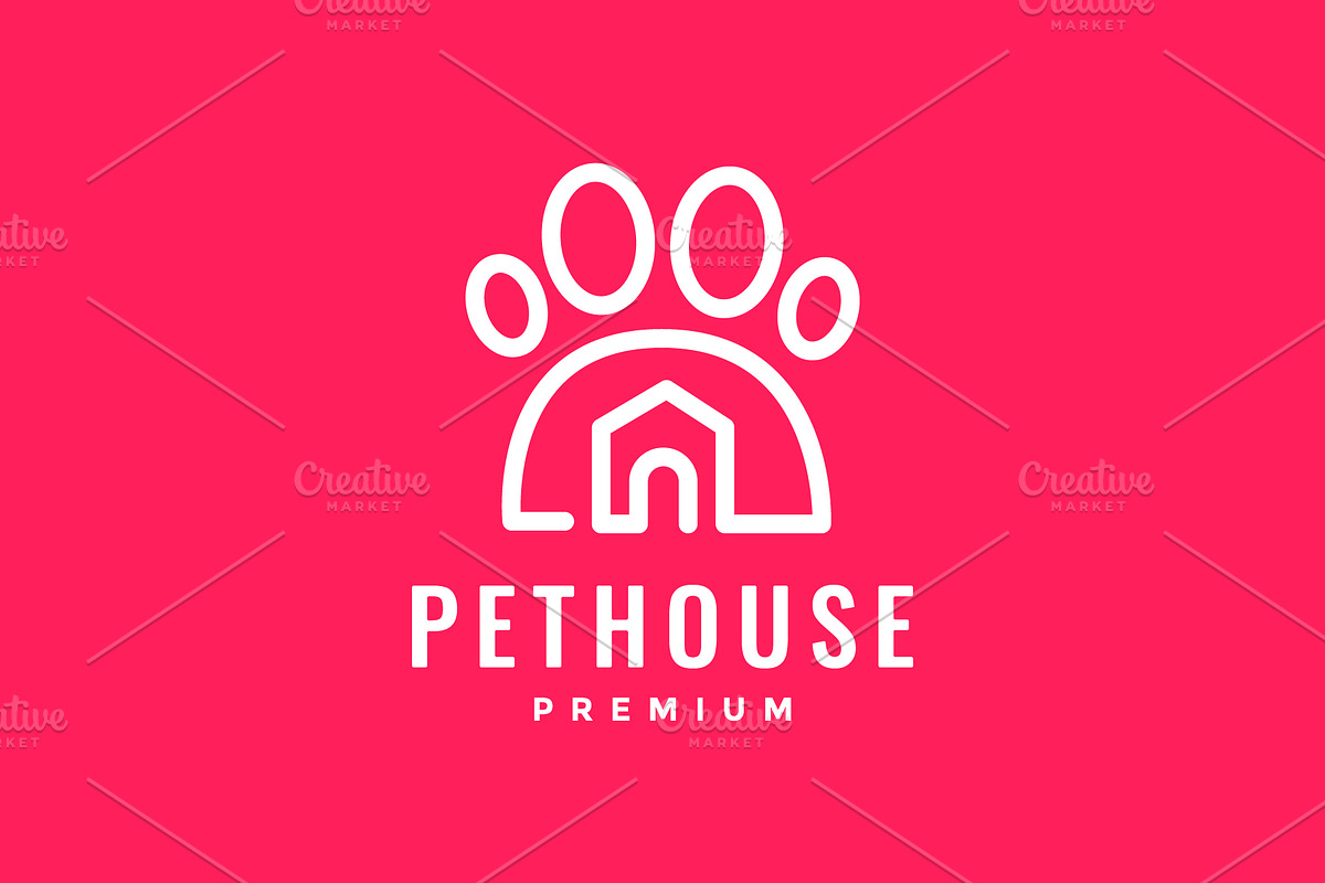 pets house paw lines  logo, a Branding & Logo Template by devastd