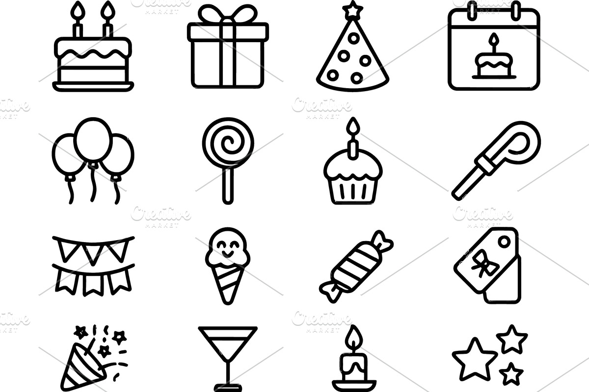 Celebration icons featuring cake, an Object Illustration by ZinetroN