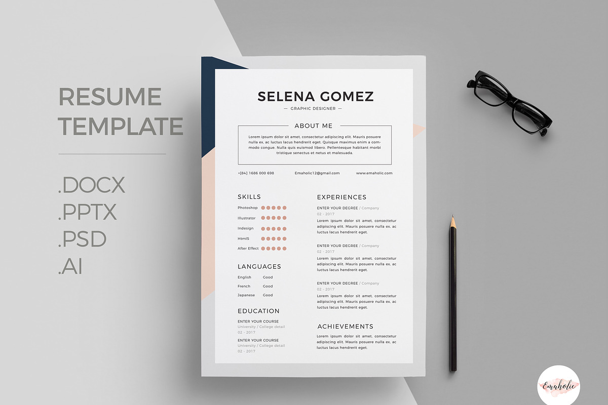 Elegant CV Template, a Resume Template by Emaholic Template (Photo 1 of 5)