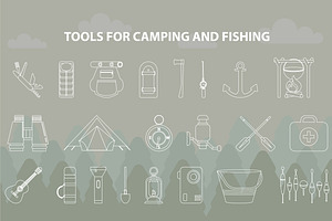 Big set for fishing and camping.