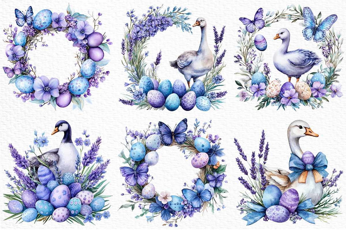 Watercolor Purple Easter Clipart, an Illustration by Craft Nest (Photo 3 of 9)