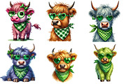 St Patrick's Day Highland Cow Clipar, an Illustration by Sublimation Artist (Thumbnail 2 of 4)