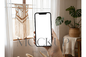 Boho Handheld Phone Mockup, a Product Mockup by MockupWizard