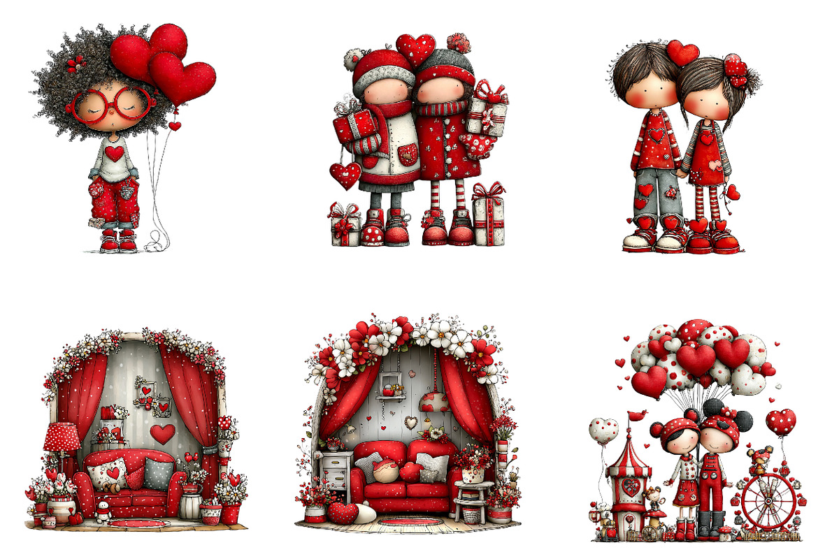 Watercolor Valentine Clipart, an Illustration by CreationArt (Photo 2 of 4)