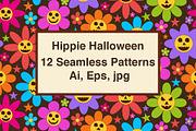 Hippie Halloween Patterns Collection, a Pattern Graphic by Yasmine Patterns (Thumbnail 1 of 8)