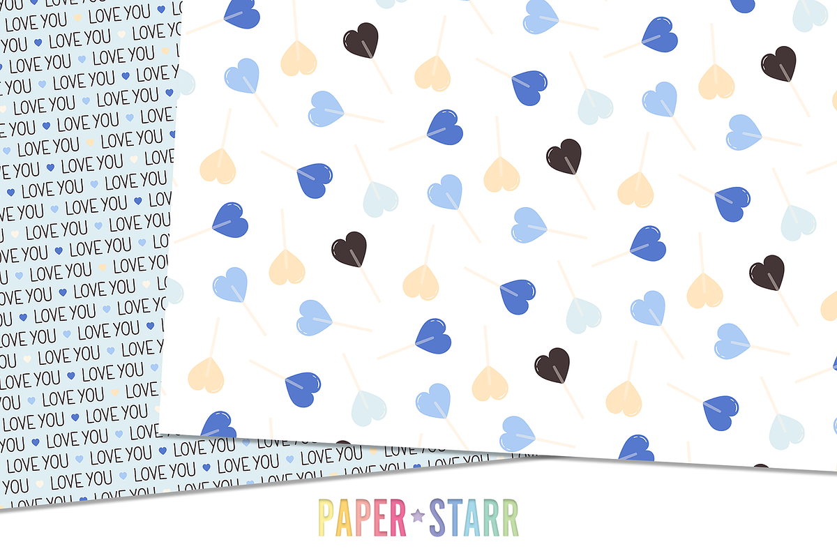 Blue Valentines Day Patterns, a Pattern Graphic by Paper Starr Studio (Photo 5 of 7)