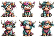 Colorful Highland Cow Clipart, an Illustration by CraftArtStudio (Thumbnail 3 of 6)