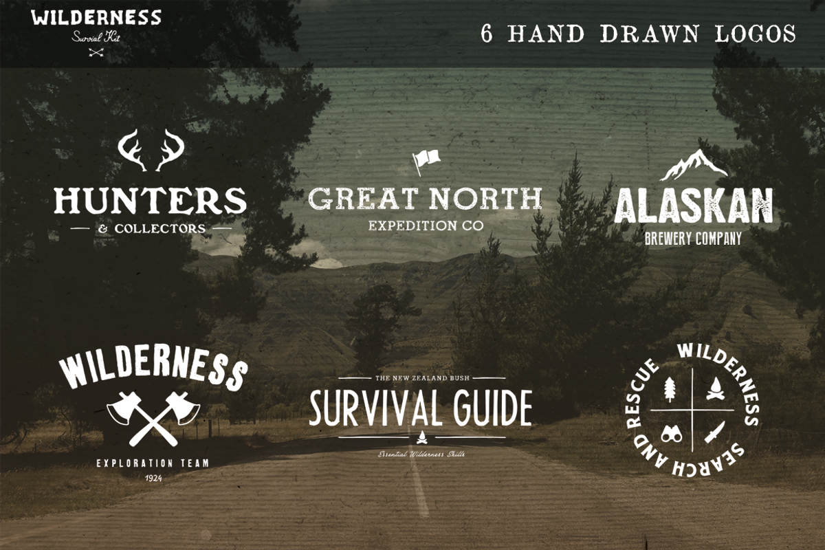 6 Hand Drawn Logos + Bonus Icons