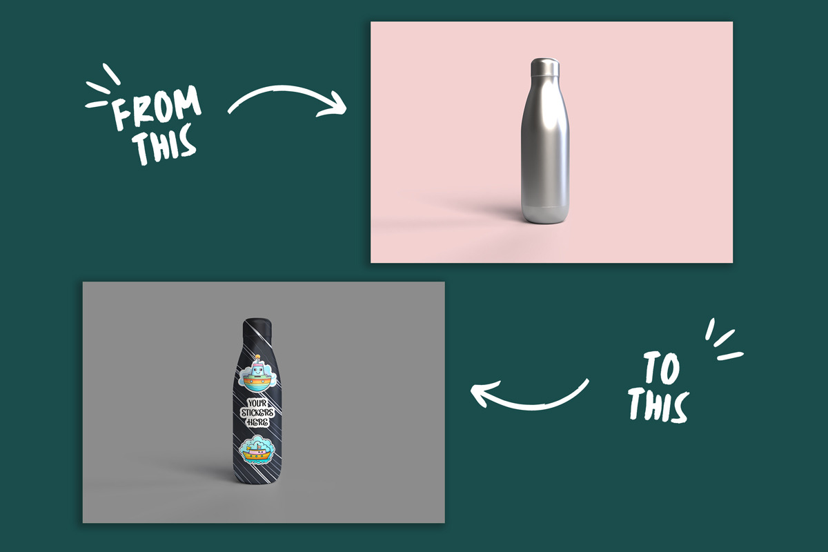 Water Drink Bottle Mockup, a Cups & Container Mockup by Rami's Mockups (Photo 2 of 9)