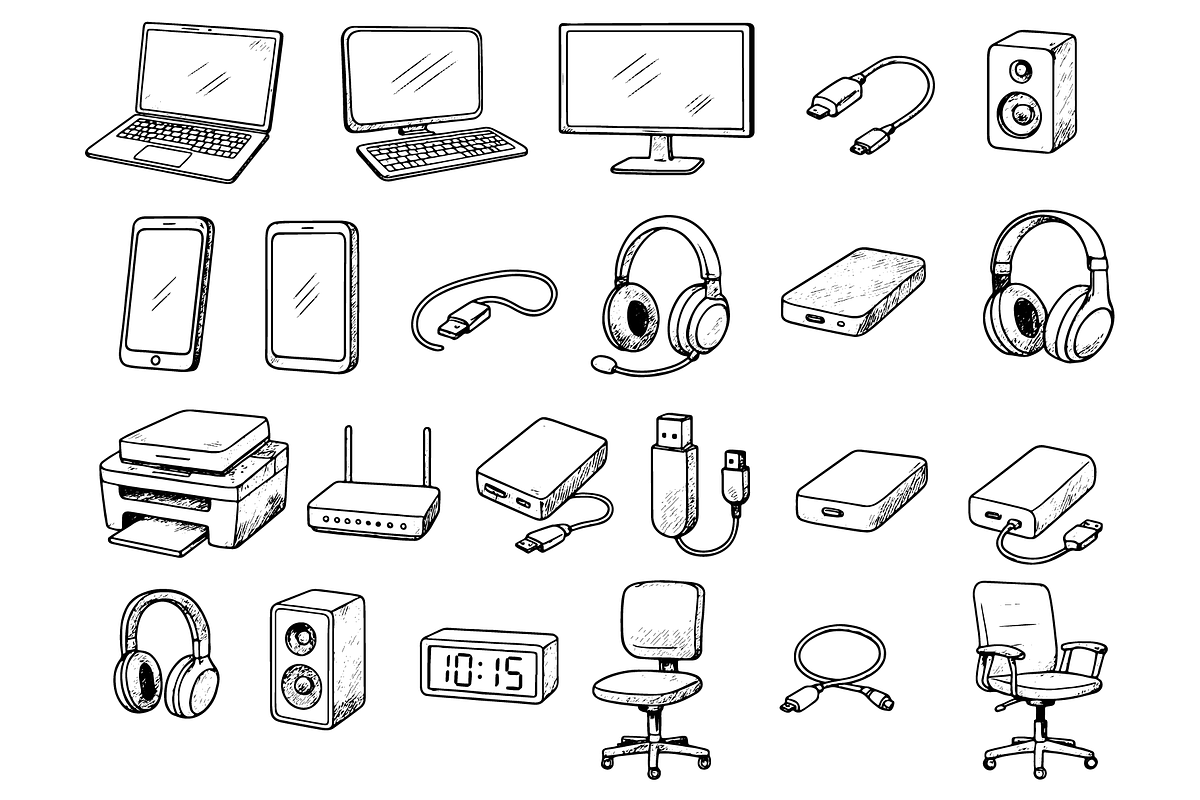 Office Tech Device Vector Pack, an Object Graphic by RT Studio