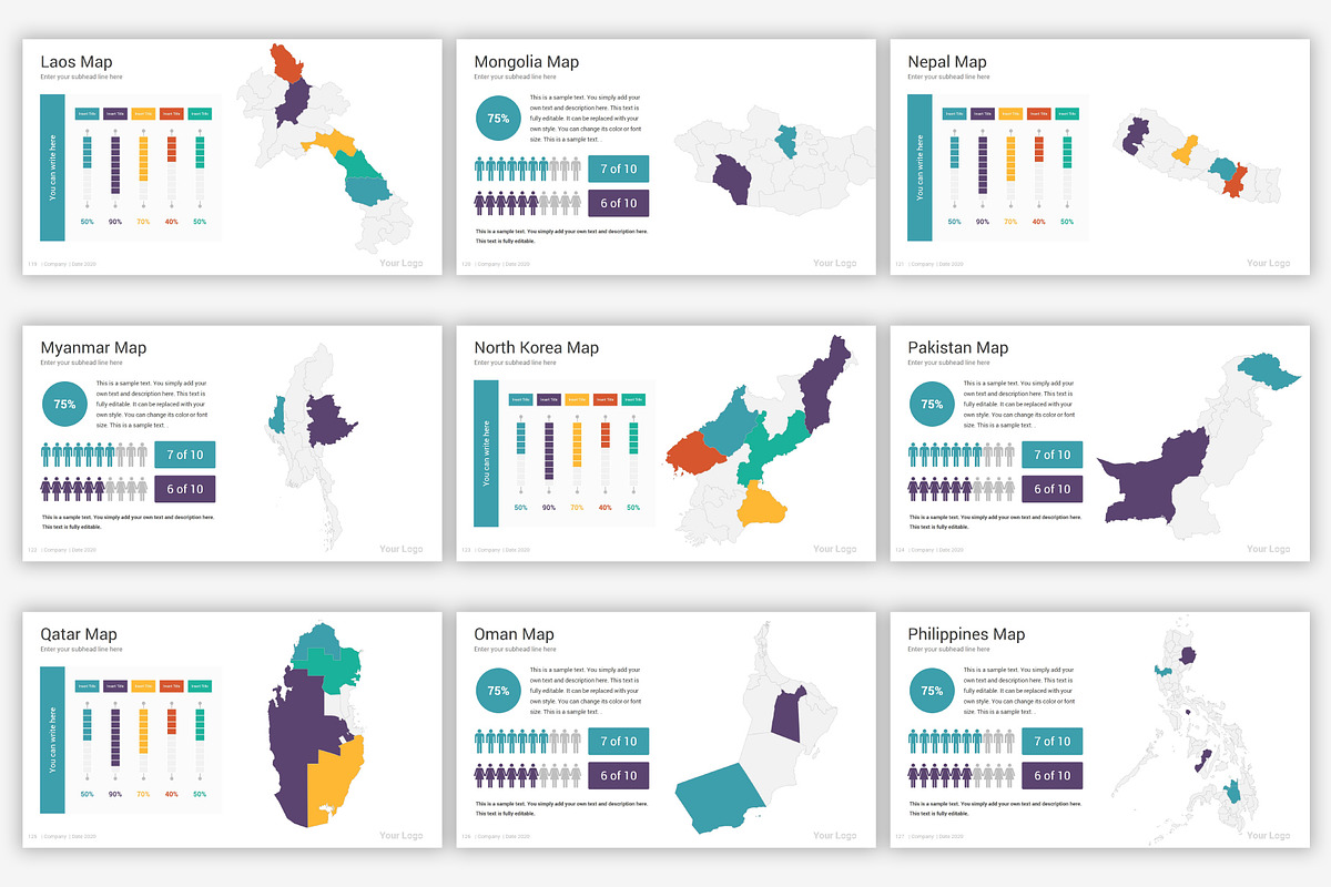 Maps PowerPoint infographics, a Presentation Template by SlideOne (Photo 18 of 31)