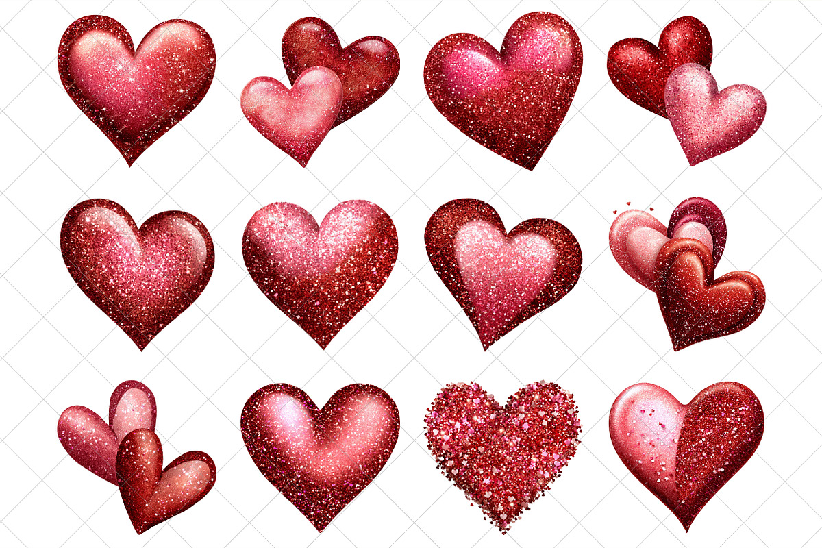 Glitter Heart Valentine Day Clipart, an Illustration by SinaCreation (Photo 2 of 7)