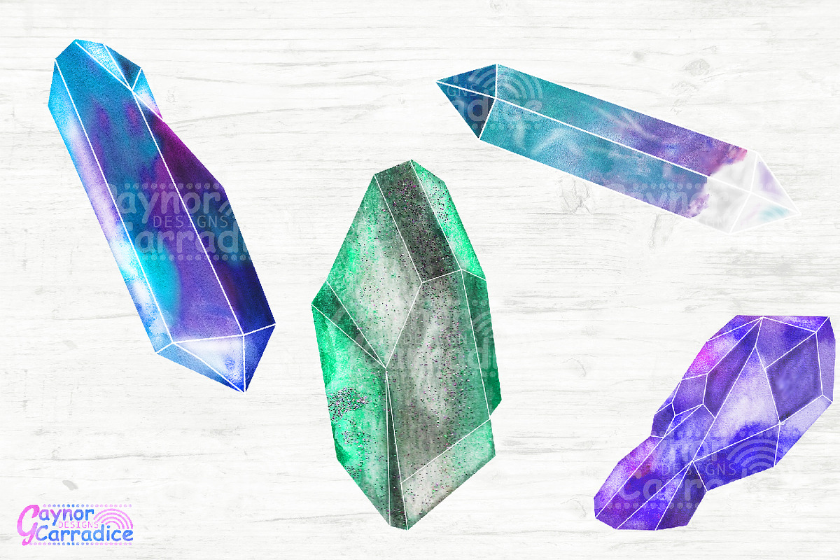 Natural Gemstones Watercolor, an Illustration by Gaynor Carradice Designs (Photo 4 of 4)