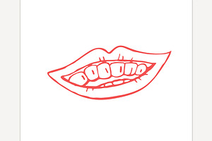 Hand drawn doodle smile or laughing., an Outline Icon by Anna's Shop