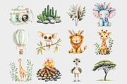 Cute Safari Animals Clipart, a Seasonal Illustration by Design Market (Thumbnail 2 of 4)