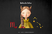 Watercolor Fantasy Zodiac Signs Set, a Person Illustration by Art and Funny (Thumbnail 7 of 7)