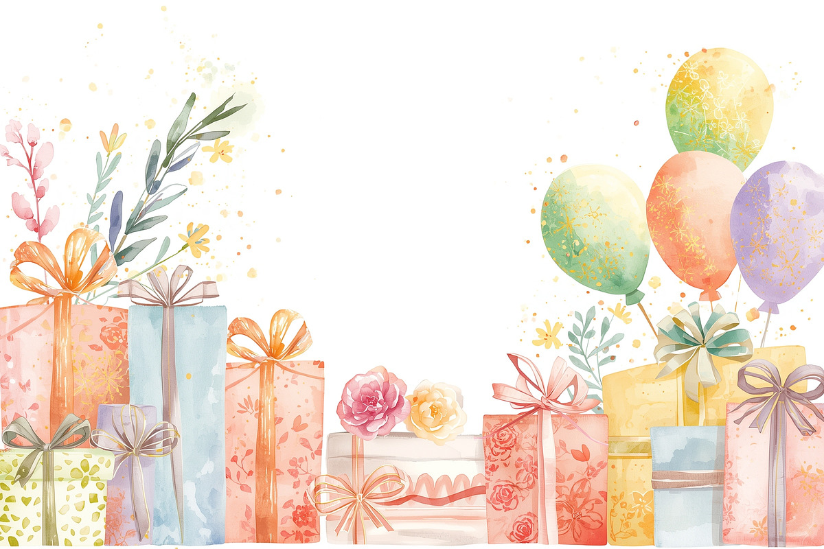 watercolor birthday watercolor birth, an Illustration by Creativeshirt (Photo 15 of 16)