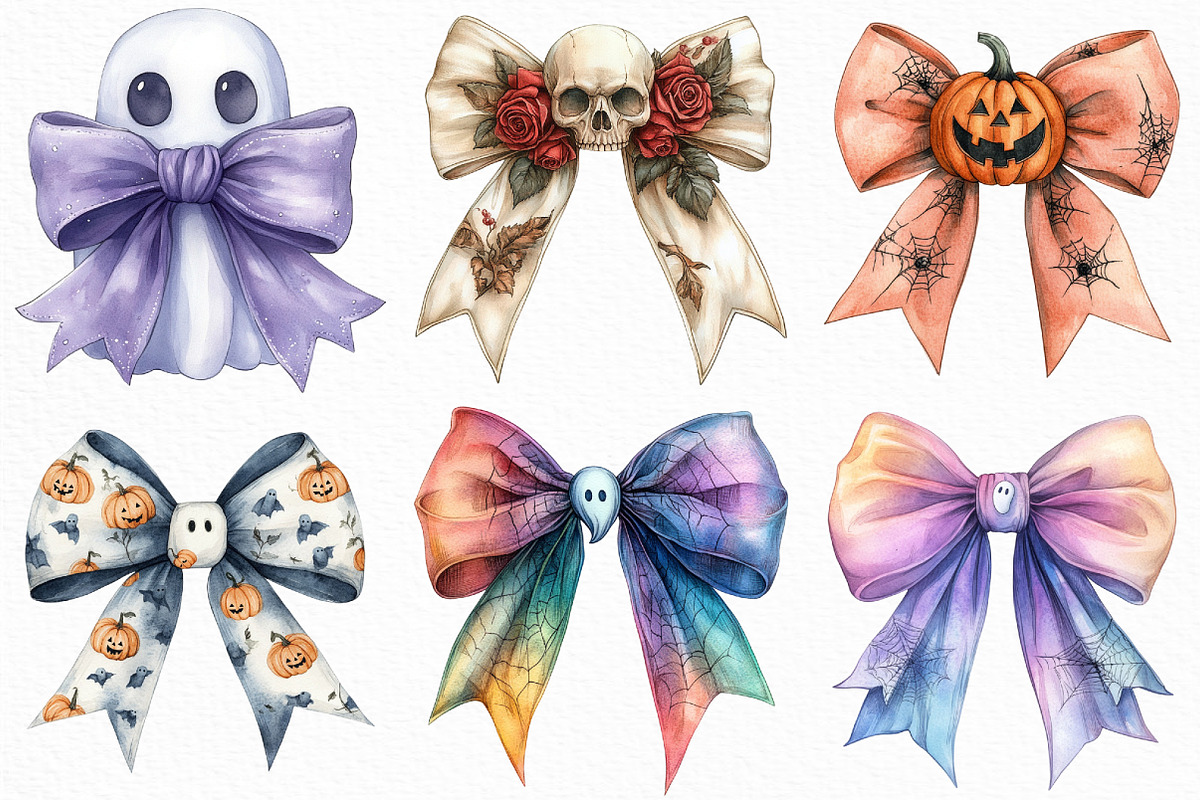 Watercolor Spooky Momma Bow PNG, an Illustration by Craft Nest (Photo 3 of 6)