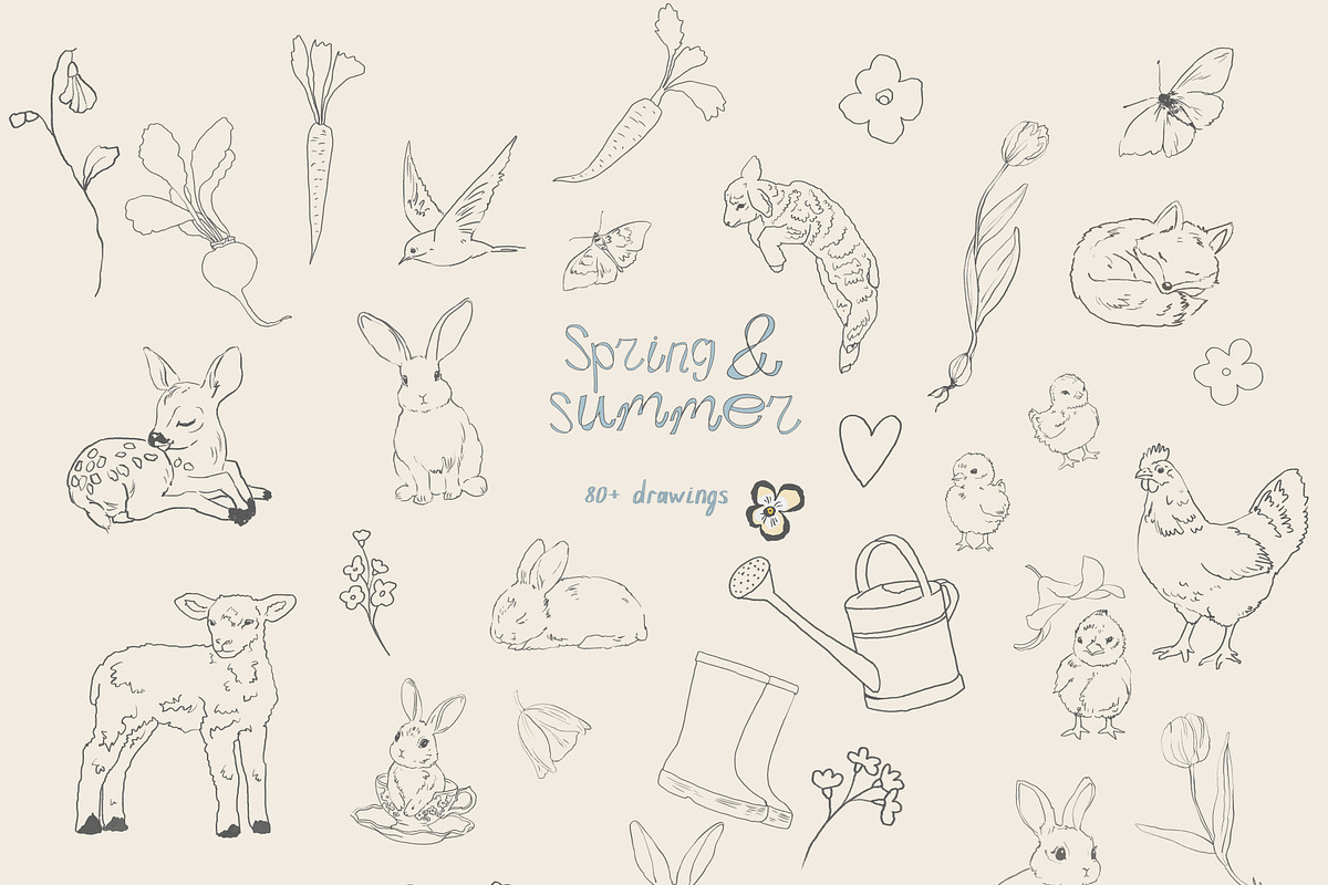 Spring Summer Easter Illustrations, an Object Graphic by whiteheartdesign (Photo 9 of 14)
