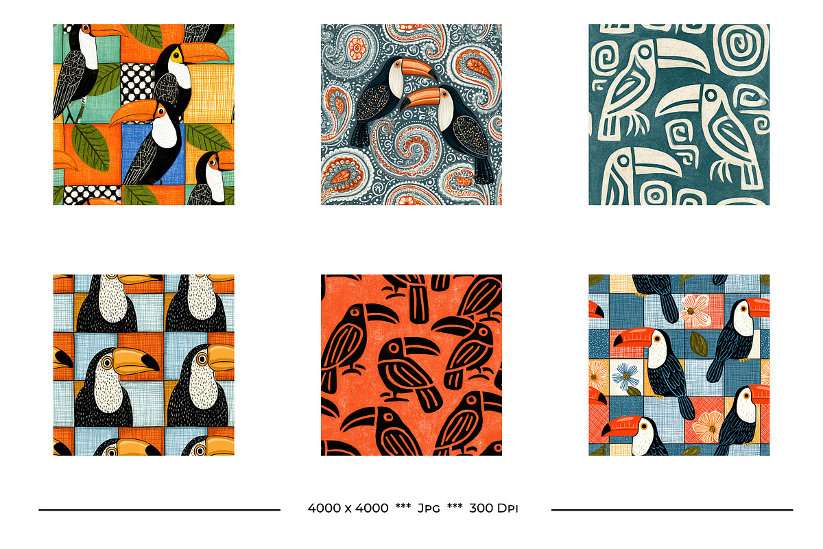 Toucans Retro Art Style Designs, a Pattern Graphic by karenfoleyphoto (Photo 8 of 13)