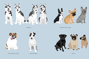 140 Detailed Dogs Clip Art Bundle